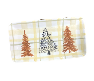 Cypress Pines And Plaid Platter